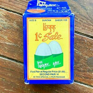 NOS Vintage 2 Pairs L'eggs Pantyhose Sandalfoot Suntan Size B USA New